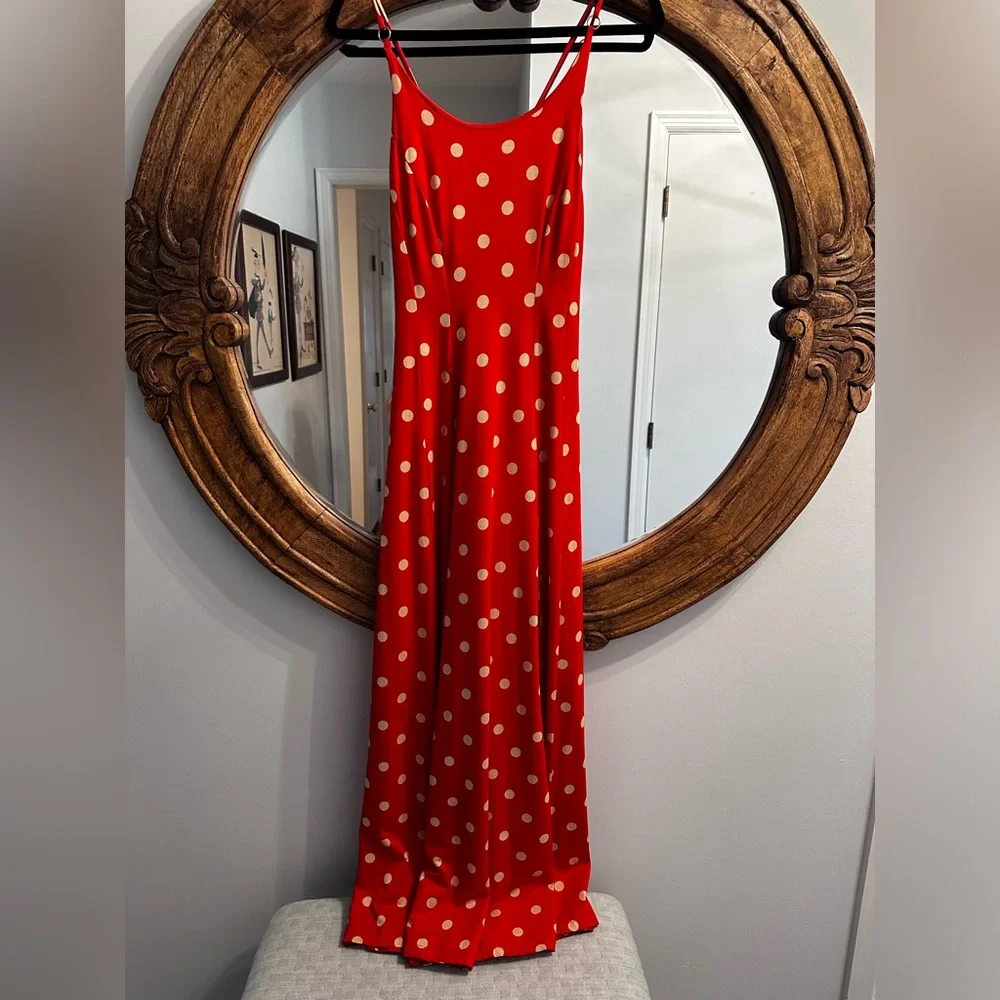 Boston Proper red Polk dot dress. Size medium - Picture 1 of 9